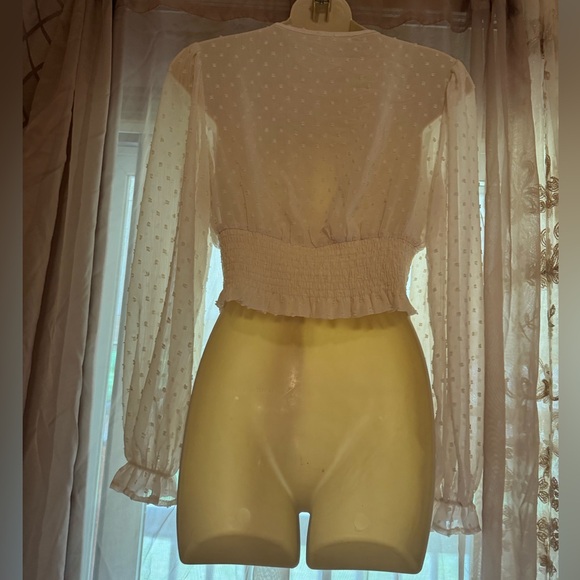 Women’s Frenchy Swiss Lace Babydoll Crop Top - Picture 7 of 7